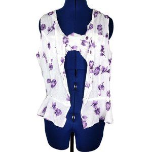 Illusions Floral Bandeau Top and Button Front Shirt Set Size XL